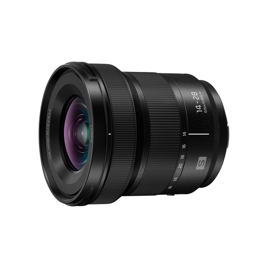 Panasonic Lumix S-R1428E objektīvs, Lumix S objektīvs, 14–28 mm fokusa attālums, F4-5.6 diafragma, ideāli piemērots video, makro objektīvs, ultra plaša leņķa zoom.