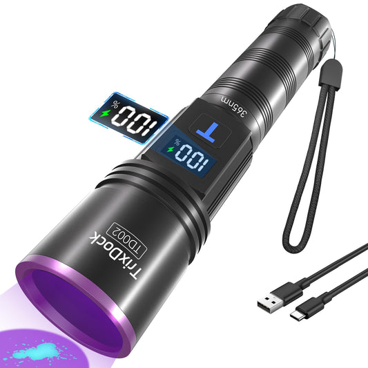 UV lukturītis TrixDock 365nm, uzlādējams, 4 kodolu UV lampa ar LCD displeju