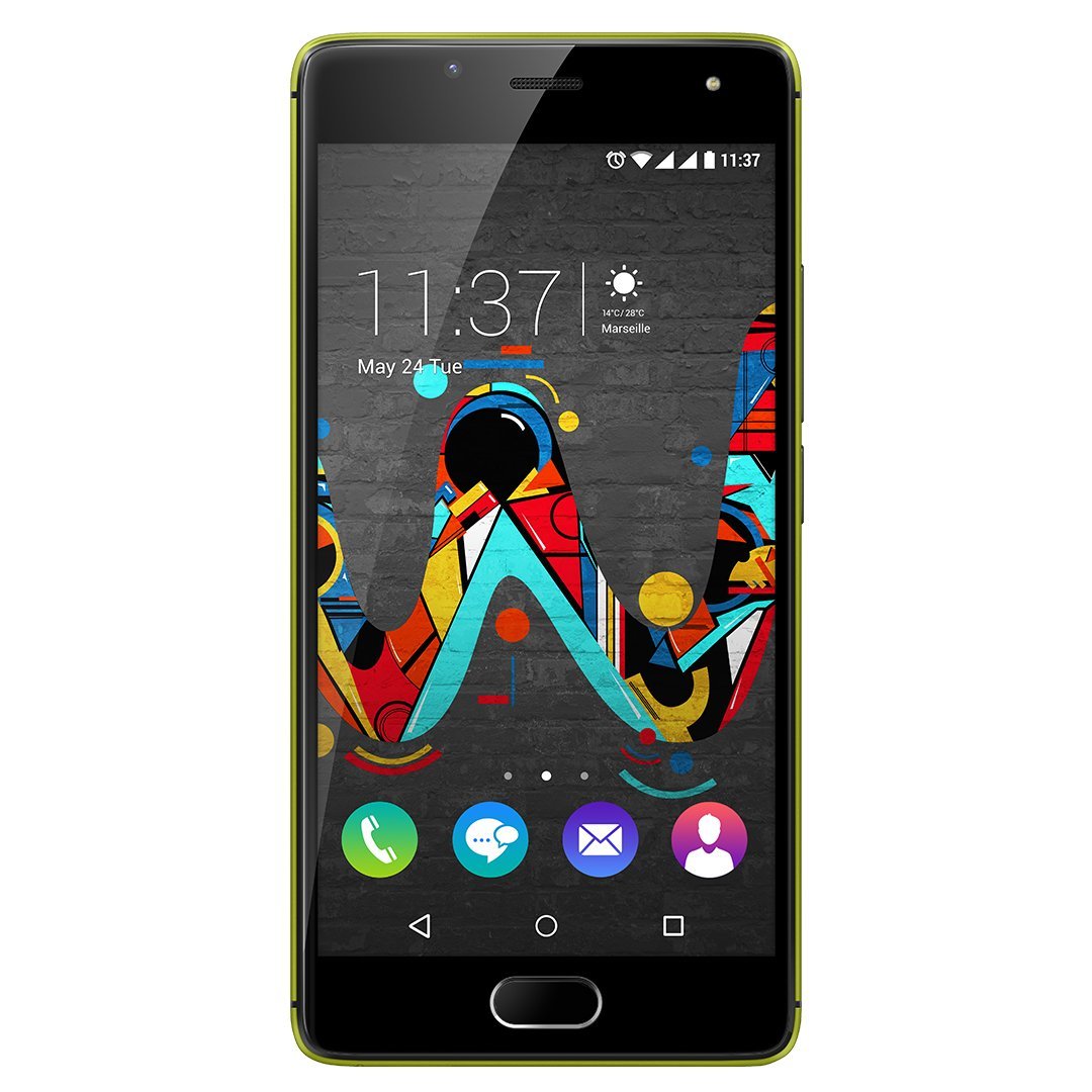 Wiko U Feel - 5" HD IPS display, fingerprint sensor, 16GB storage, Android 6 Marshmallow, lemon gray color.