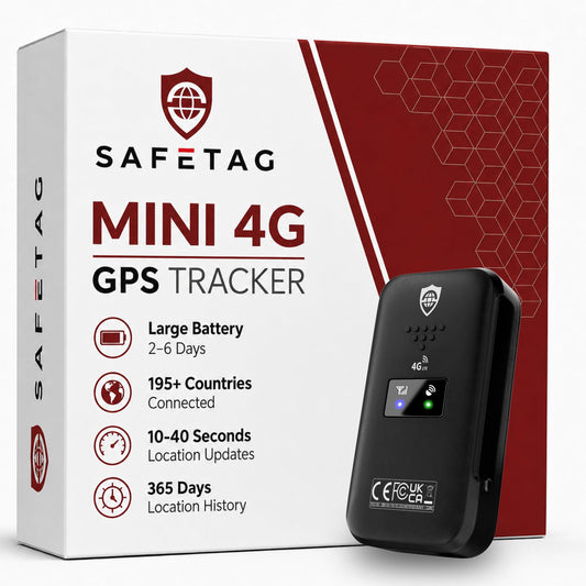 GPS izsekotājs SafeTag Mini 4G – mini uzlādējams 4G LTE GPS izsekotājs automašīnai, motociklam u.c., 34–205 valstis, reāllaika izsekošana, 7 dienu bezmaksas izmēģinājums, SIM karte komplektā, 12 mēnešu garantija