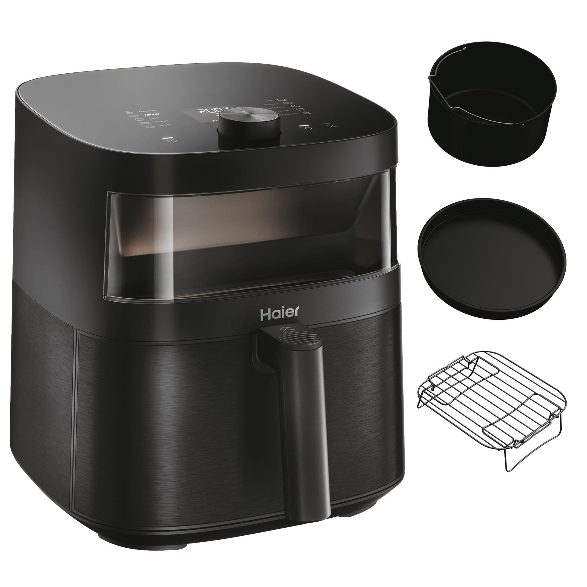 Haier karstā gaisa fritieris - 9 programmas, 7L ietilpība, 1700W, LED displejs, trauku mazgājamā mašīnā mazgājams