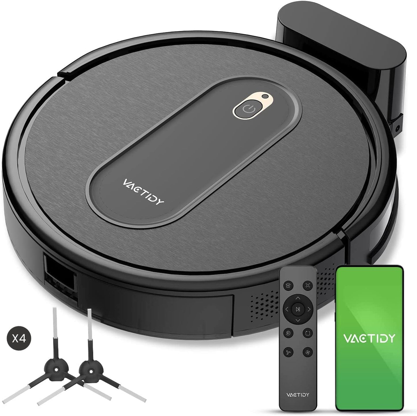 Vactidy Nimble T6 - 1500Pa sūkšanas jauda, 120 min darbības laiks, Alexa un Siri vadība, melns robots putekļsūcējs.