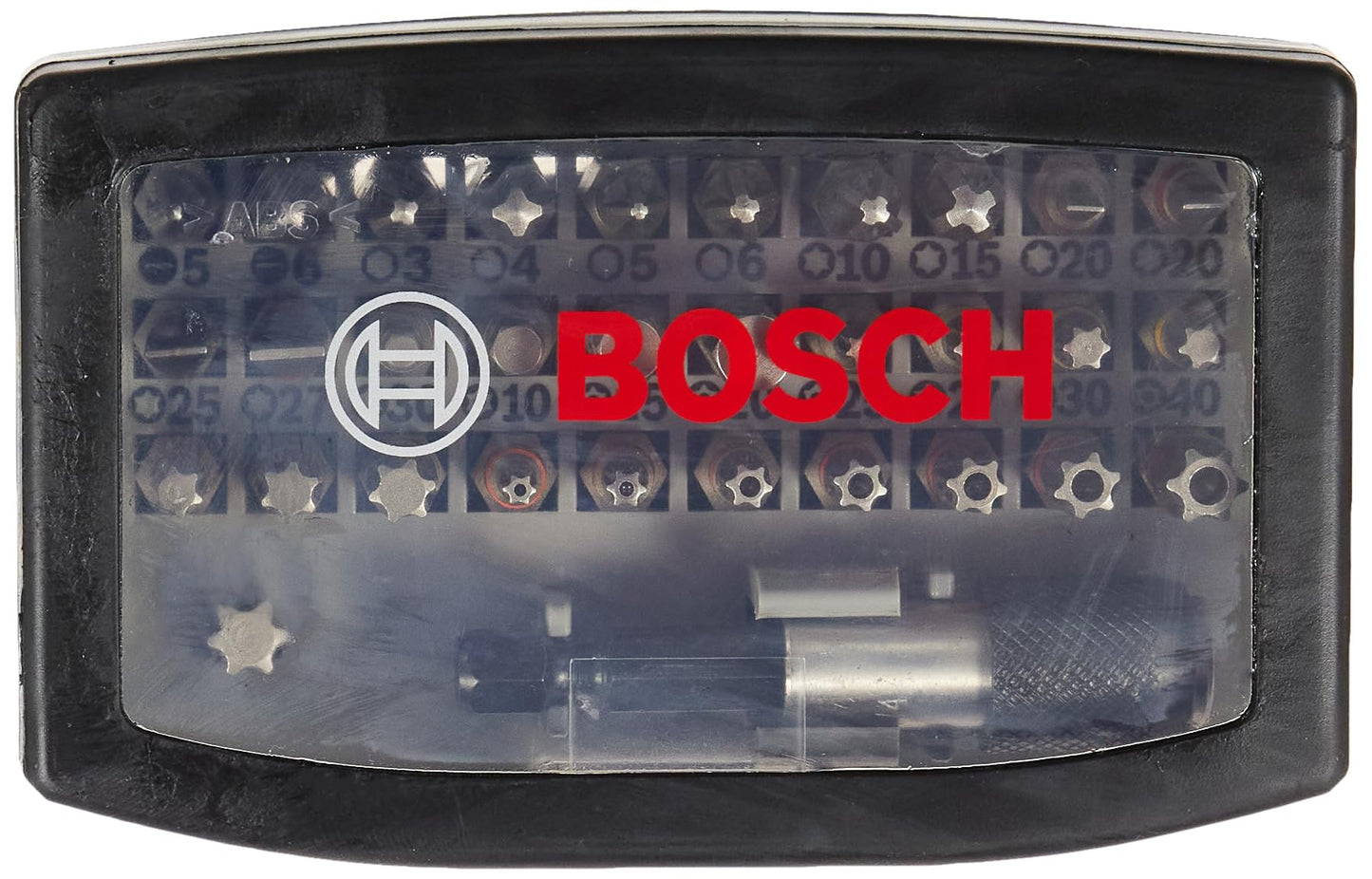 Bosch 32 dalių suktukų antgalių rinkinys Extra Hart (kryžminiai, Pozidriv, Hex, T, TH, S antgaliai, priedai gręžtuvams ir atsuktuvams)
