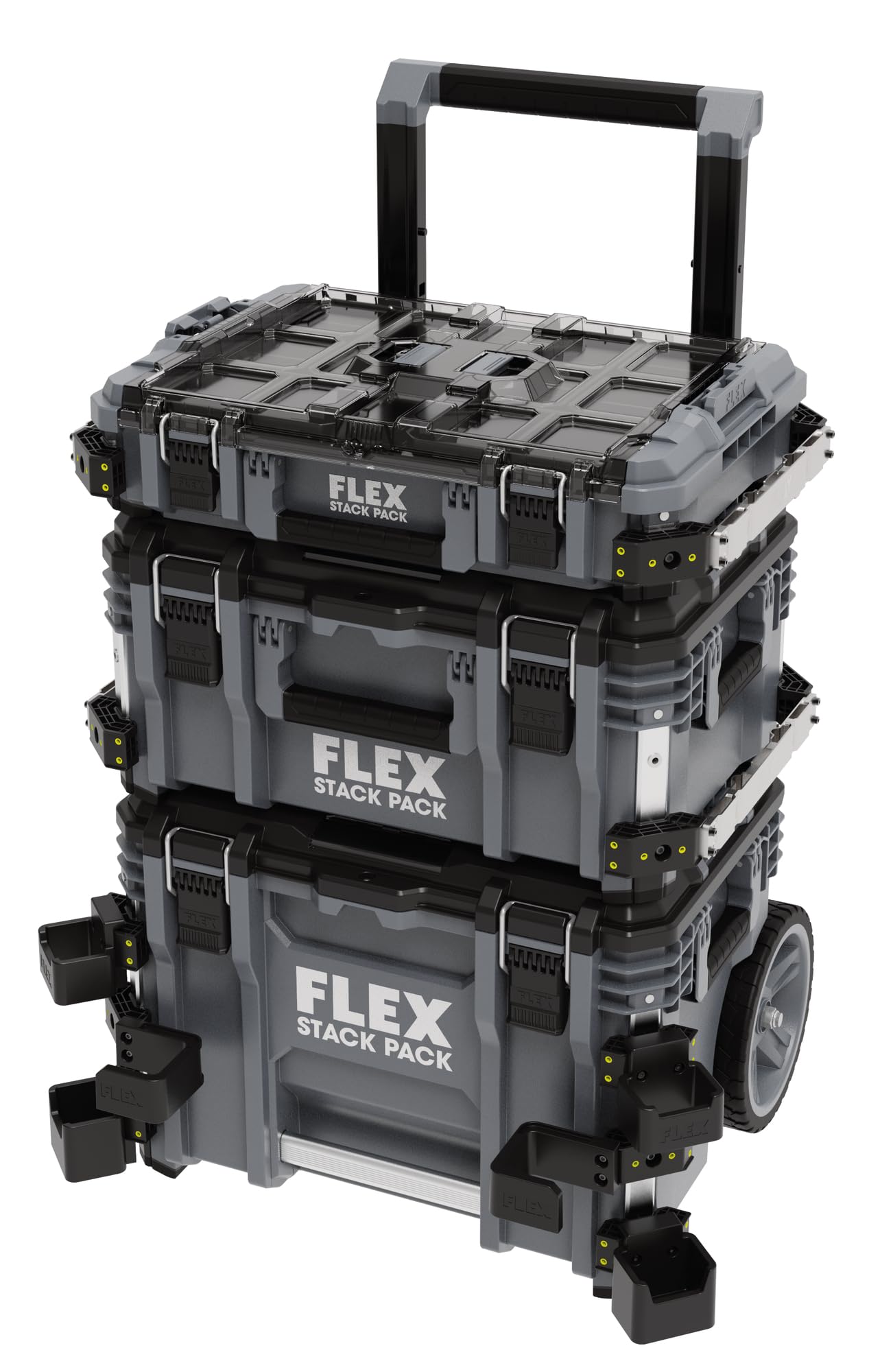 Flex transporta koferu komplekts STACK PACK - triecienizturīgs plastmasas, ātrās savienošanas aizdares, instrumentu koferis 531461