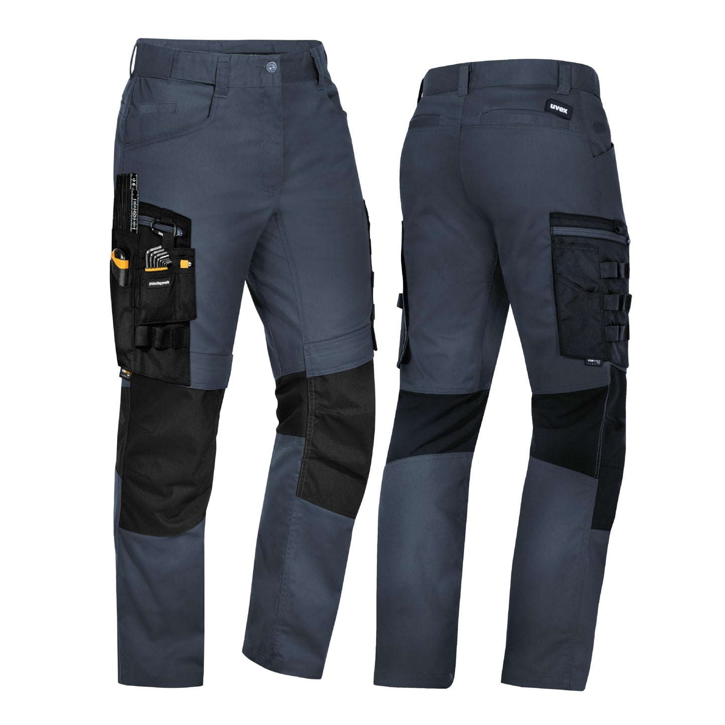Darba bikses Uvex Echor vīriešiem, Premium, pastiprinātas ar Cordura, elastīga jostasvieta, papildu vieta mantām, tumši zilas, 48. izmērs