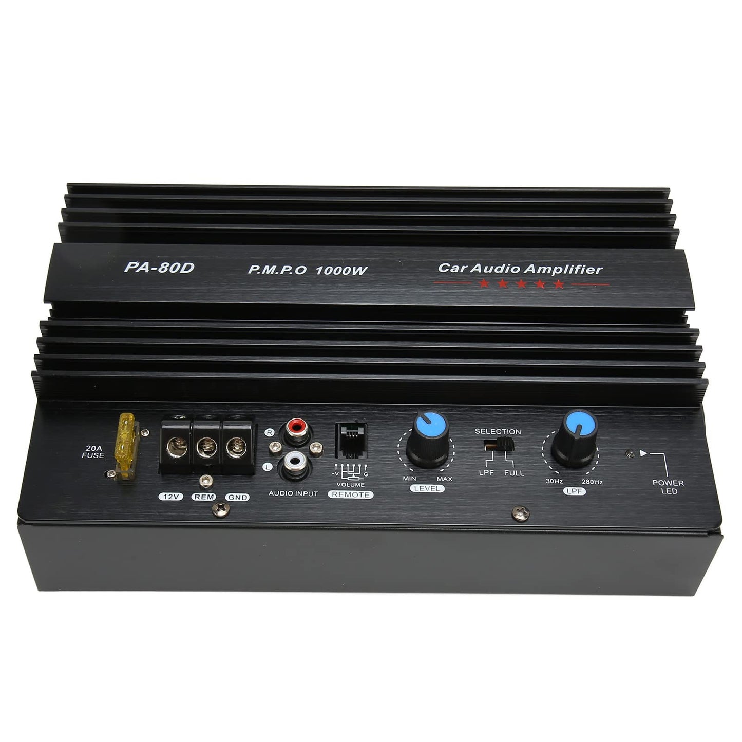 Auto subwooferis Yunir PA 80D, 12V 1000W jaudas pastiprinātāja plate, profesionāls auto audio subwooferis, augstas jaudas paneļa pastiprinātājs auto un kravas auto izklaidei