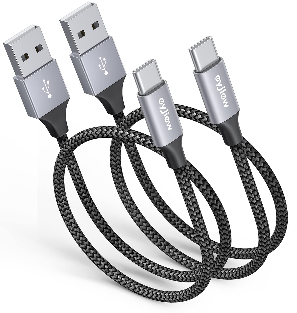 USB C kabelis īss 50cm, [0.5M, 2gab] USB uz USB C kabelis 3A uzlādes kabelis