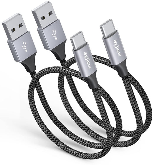 USB C kabelis īss 50cm, [0.5M, 2gab] USB uz USB C kabelis 3A uzlādes kabelis