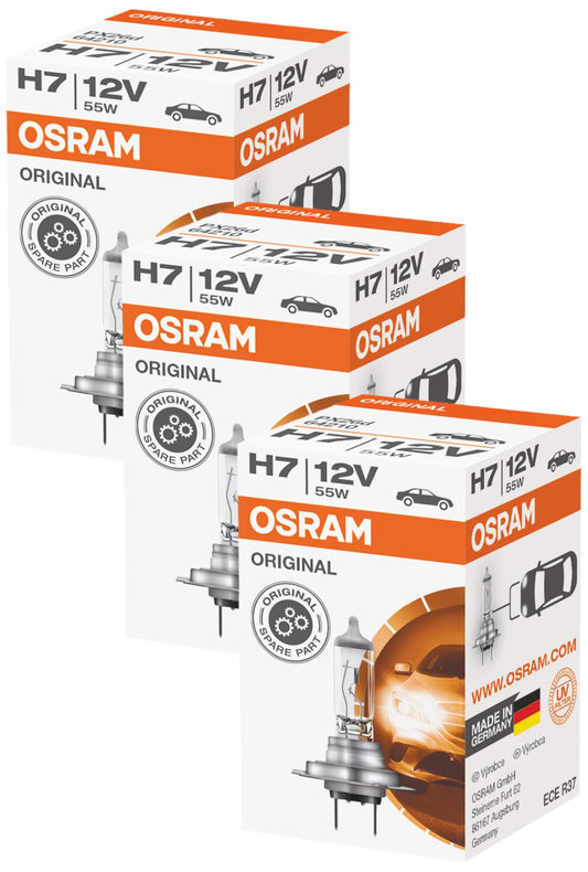 Osram ORIGINAL H7, Halogēna priekšējo lukturu spuldze, 64210, 12V PKW, salokāmā kastē (1 gab.) (iepakojums ar 3)