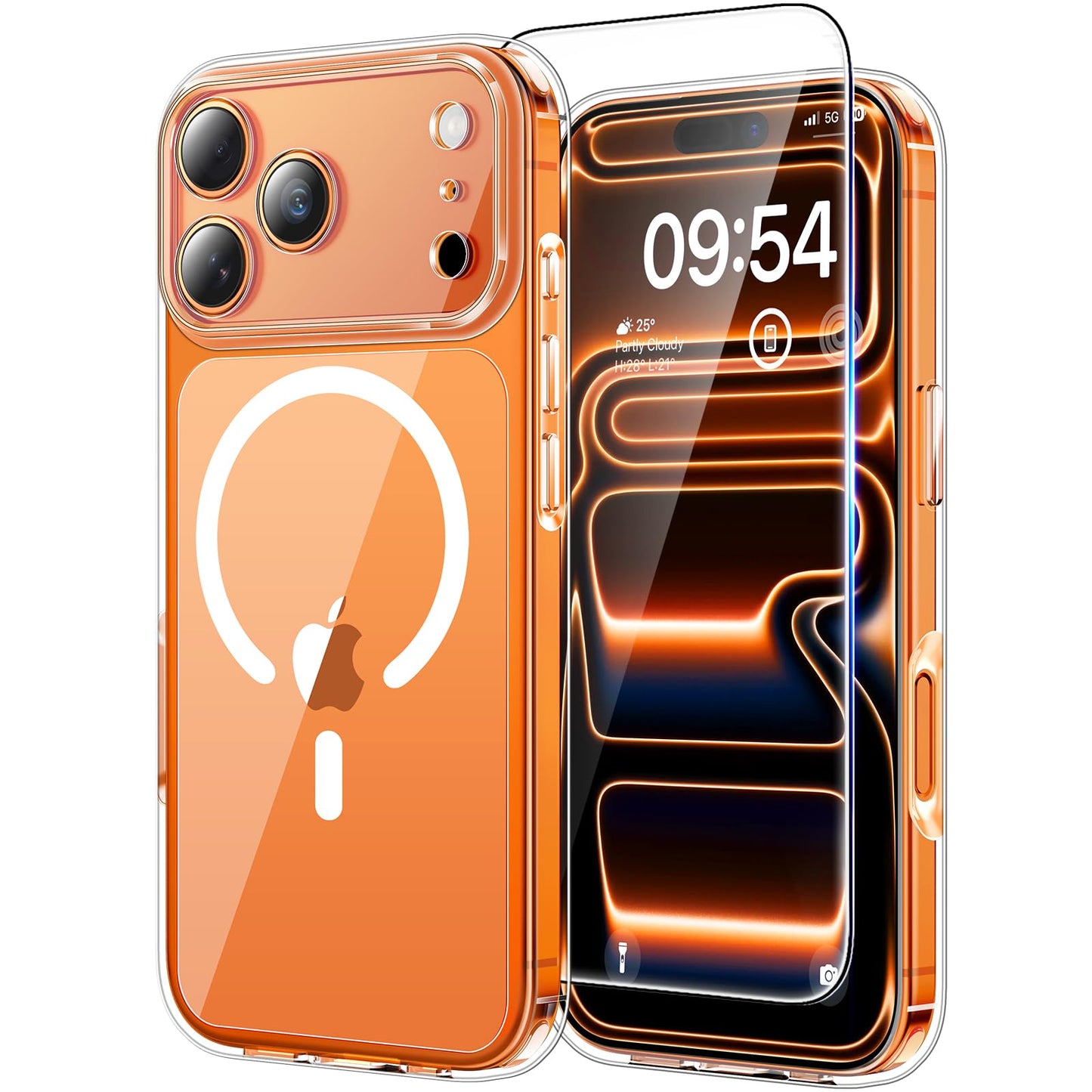 iPhone 17 Pro vāciņš 6,3" TAURI ar aizsargstiklu, caurspīdīgs, MagSafe saderīgs