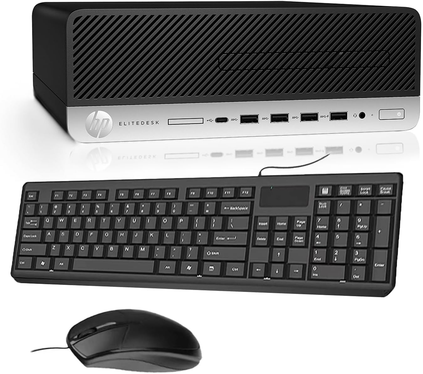 HP EliteDesk 705 G4 SFF galddators, AMD Ryzen 3 Pro 2200, 8 GB RAM, 256 GB SSD, WiFi, Bluetooth, US QWERTY tastatūra, Windows 11 Pro (atjaunots)