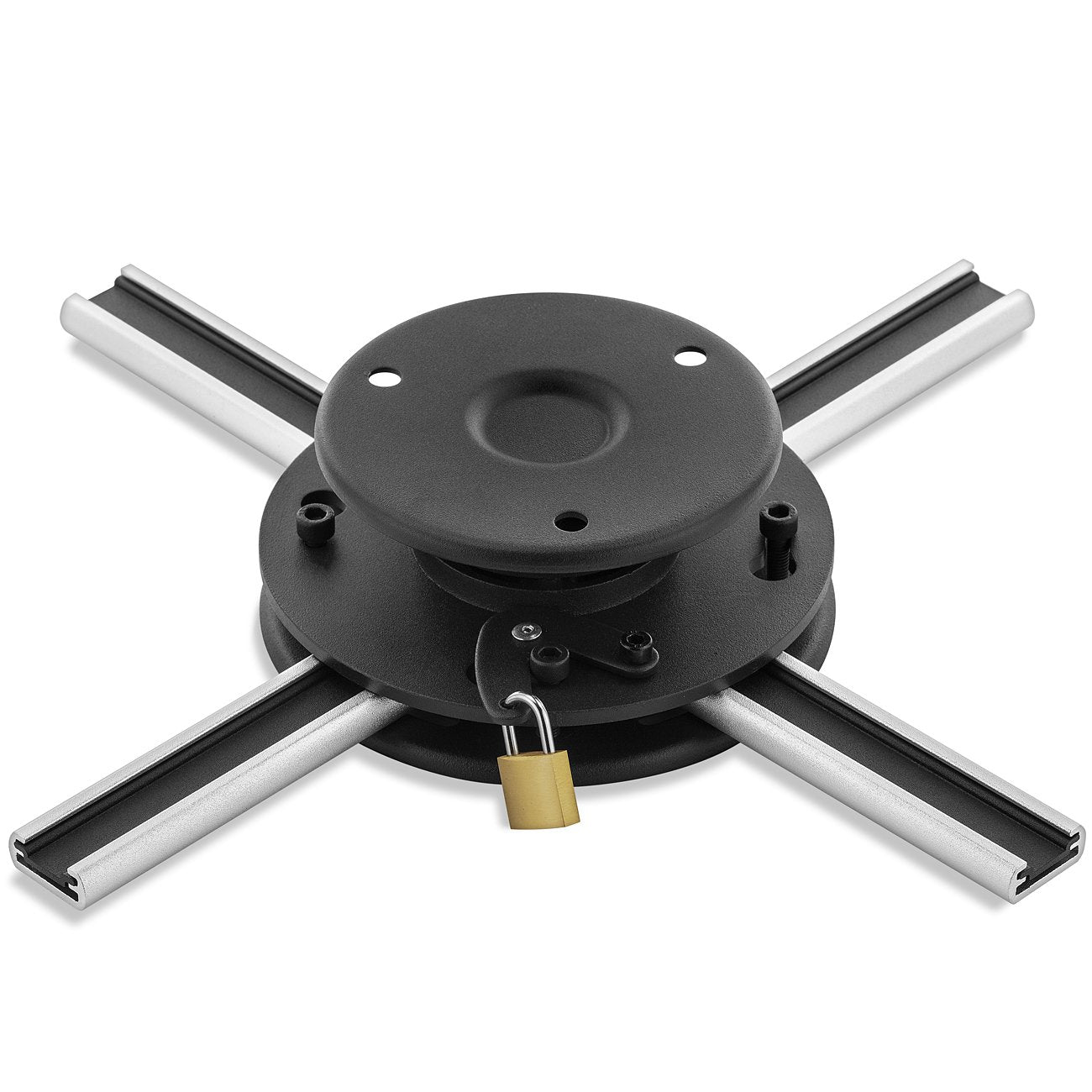 Griestu stiprinājums projektoram deleyCON universāls, 20Kg, 62mm, melns, 360° grozāms, ±15° slīps