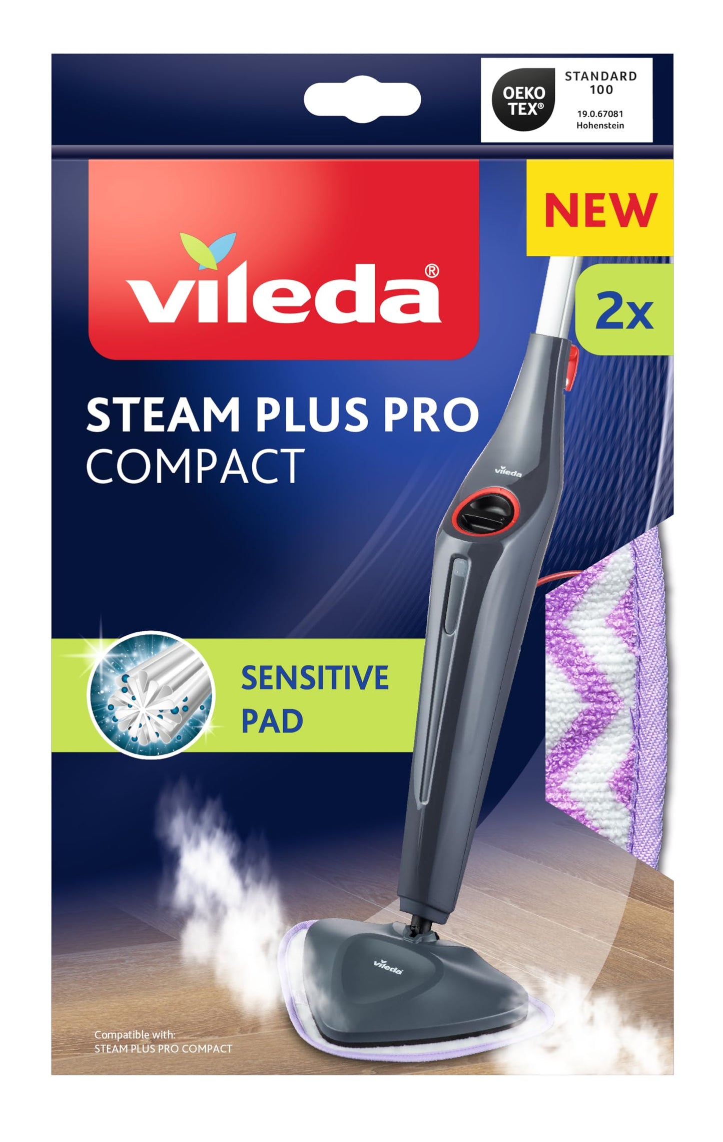 Tvaika slotas rezerves uzlika Vileda Steam Plus Pro Sensitive Pad, jutīgām grīdām, trijstūra forma stūriem