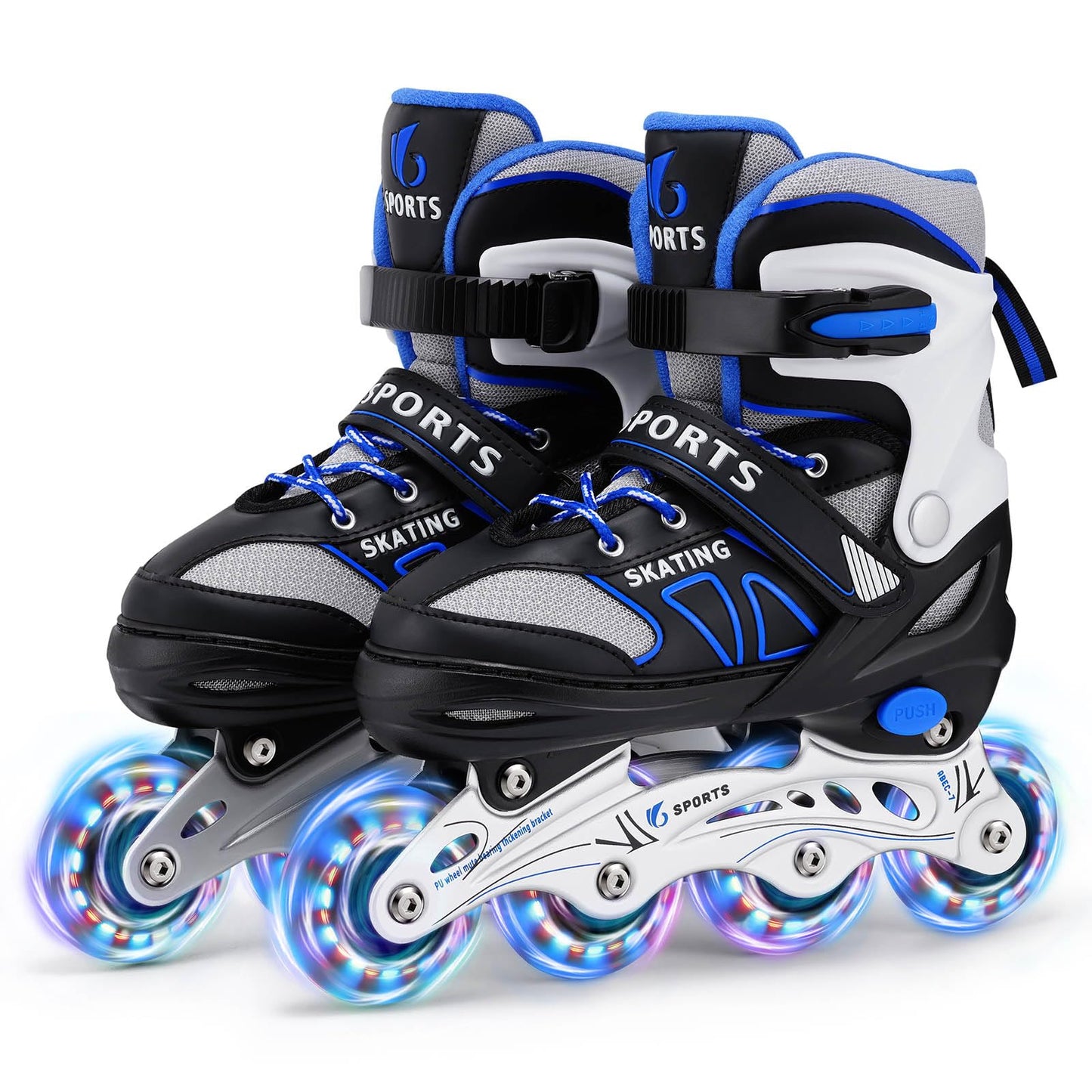Bērnu inline skrituļslidas iesācējiem, 4 izmēru regulējamas skrituļslidas ar Light Up ritentiņiem, S (EU28-32) / CN 31-34