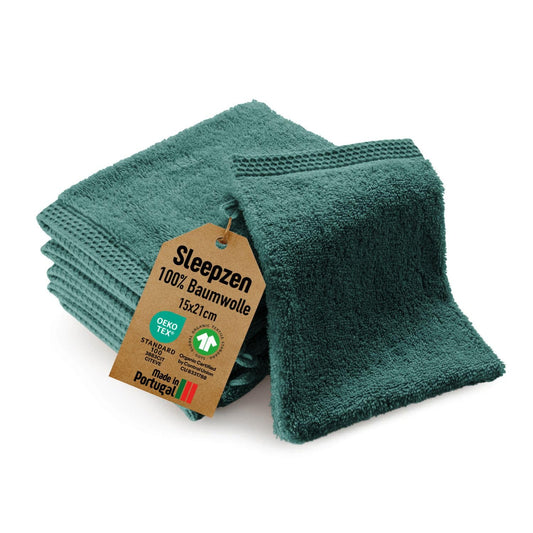 Sejas dvieļu komplekts SLEEPZEN, 6 gab., organiskā kokvilna, Teal, GOTS un Oeko-Tex sertificēts, 500 g/m² garšķiedras kokvilna, īpaši mīksts un uzsūcošs, ražots Portugālē