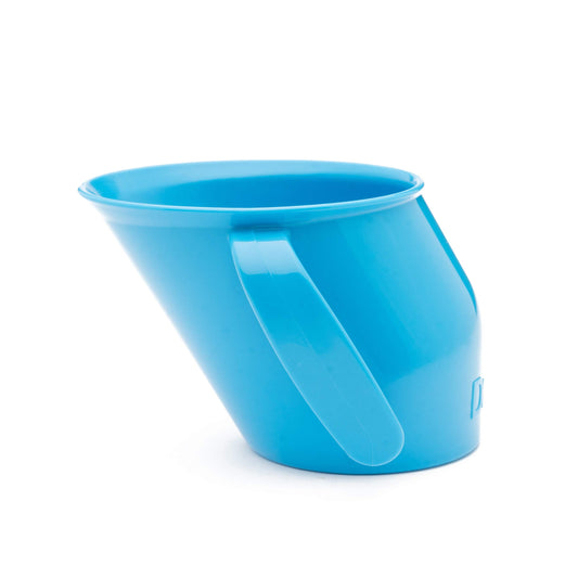 Mācību krūze Doidy Cup – atvērta dzērienu krūze zīdaiņiem un mazuļiem – unikāla slīpa forma – ar rokturiem – krūze pienam, ūdenim un sulai – no 3 mēnešiem (zila)