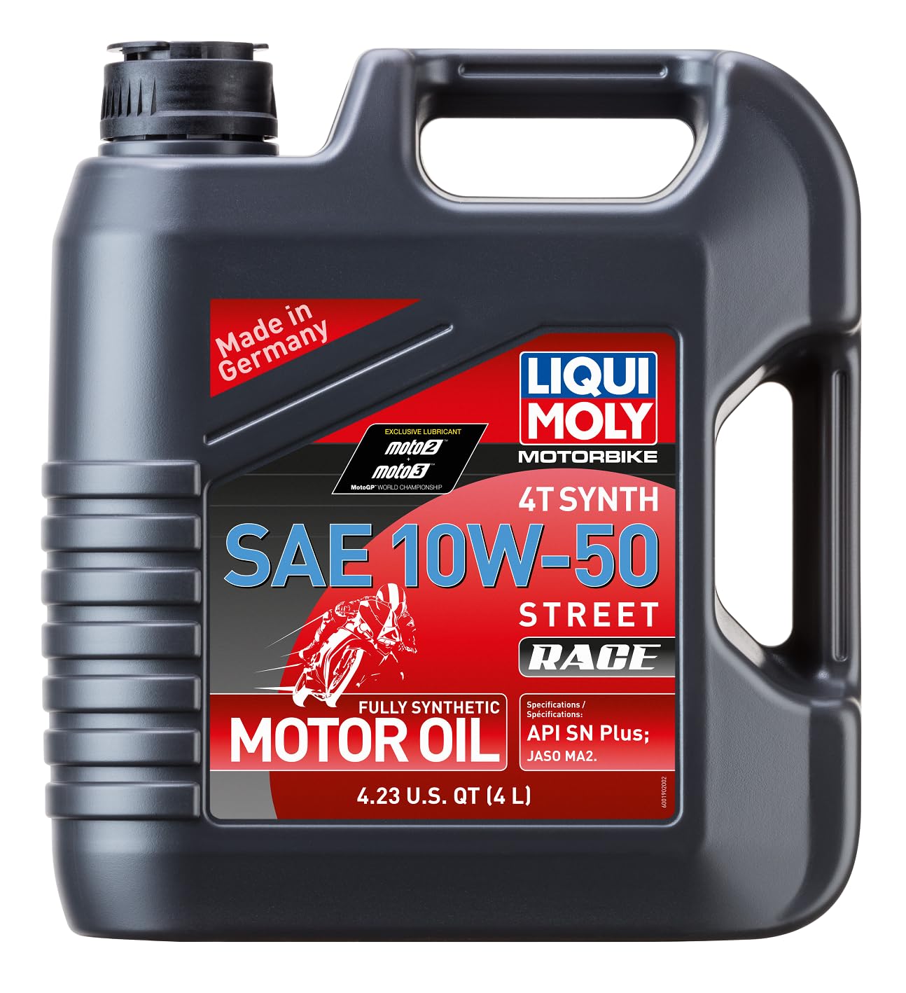 LIQUI MOLY Motociklu 4T Sintētiskais 10W-50 Street Race | 4 L | Motociklu 4-taktu eļļa | Art.-Nr.: 1686, melna