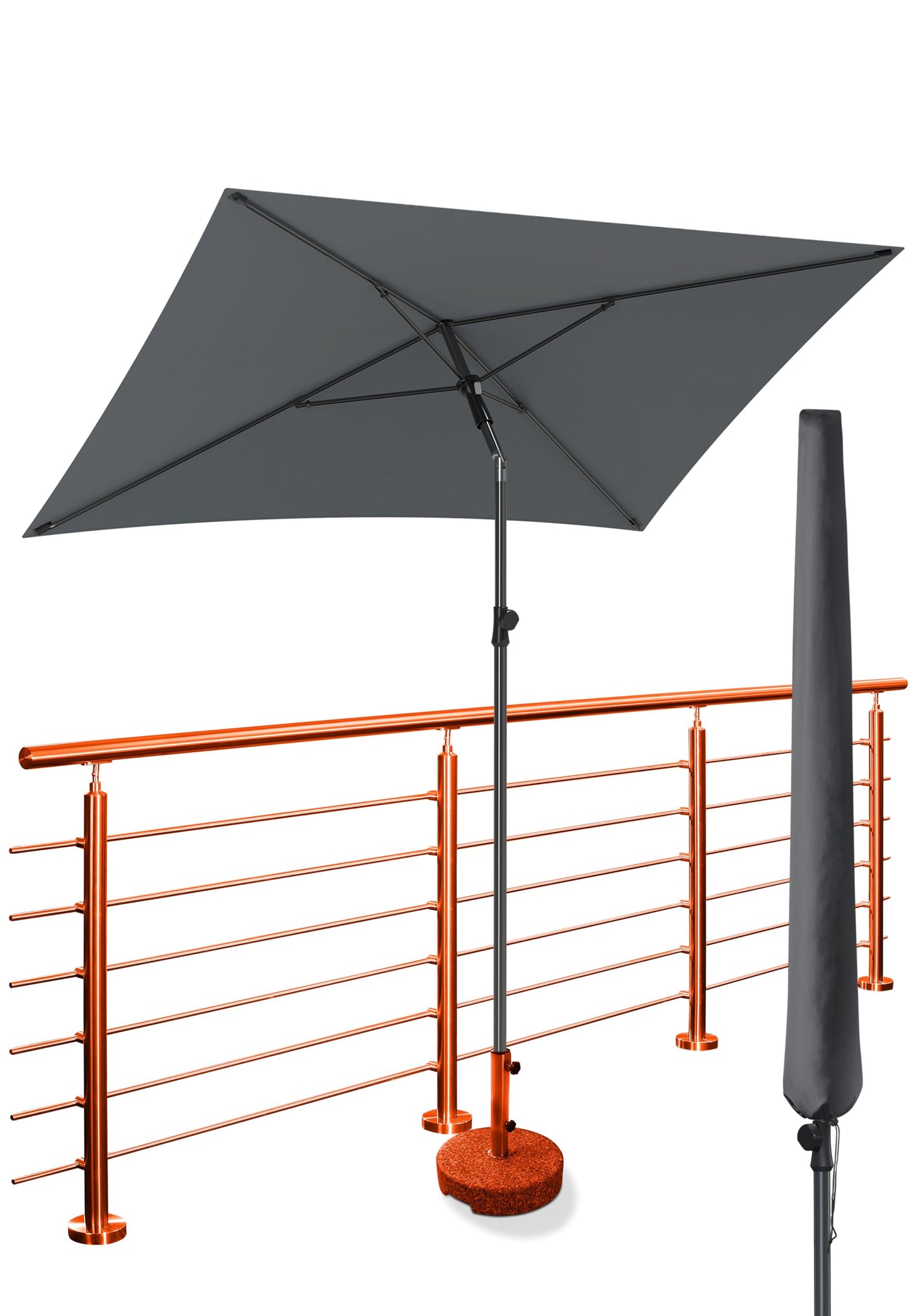 Balkona saulessargs 4smile 200 × 125 cm, antracīts