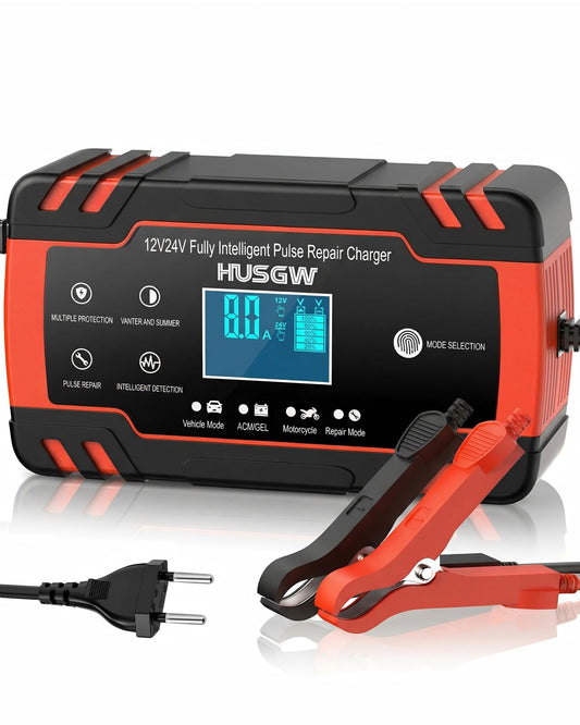 Husgw 8A 12V/24V auto akumulatora lādētājs, ar automātisku izslēgšanos