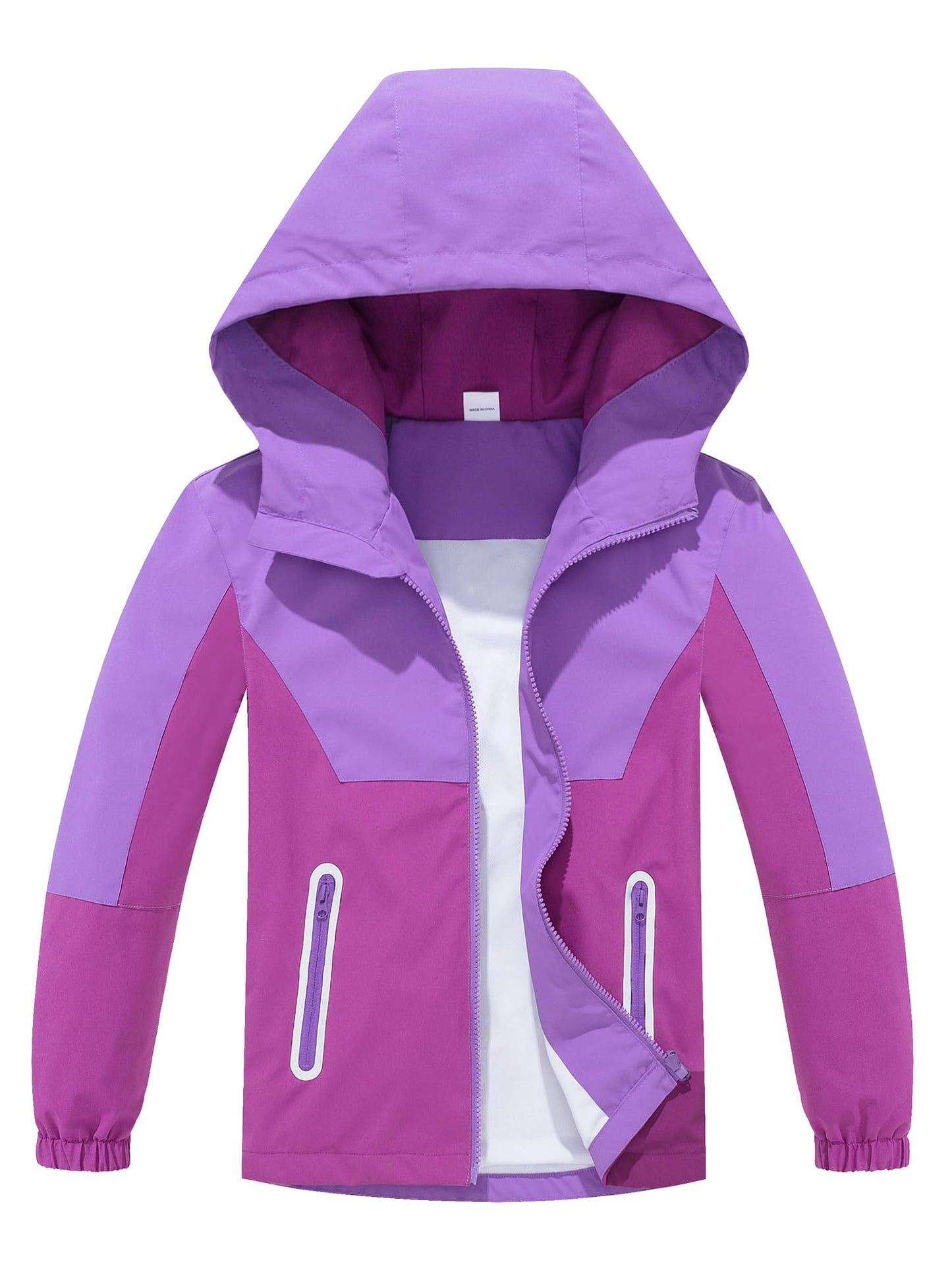 LAUSONS bērnu lietus jaka meitenēm, ūdensnecaurlaidīga softshell jaka, āra vējjaka ar kapuci, violeta 140-146/140. izmērs
