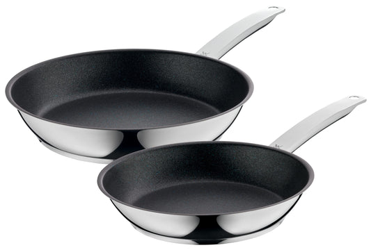 WMF Permadur Advance Pannas komplekts - 28 + 24 cm nerūsējošā tērauda cepšanas pannas, indukcijai un cepeškrāsnij piemērotas.