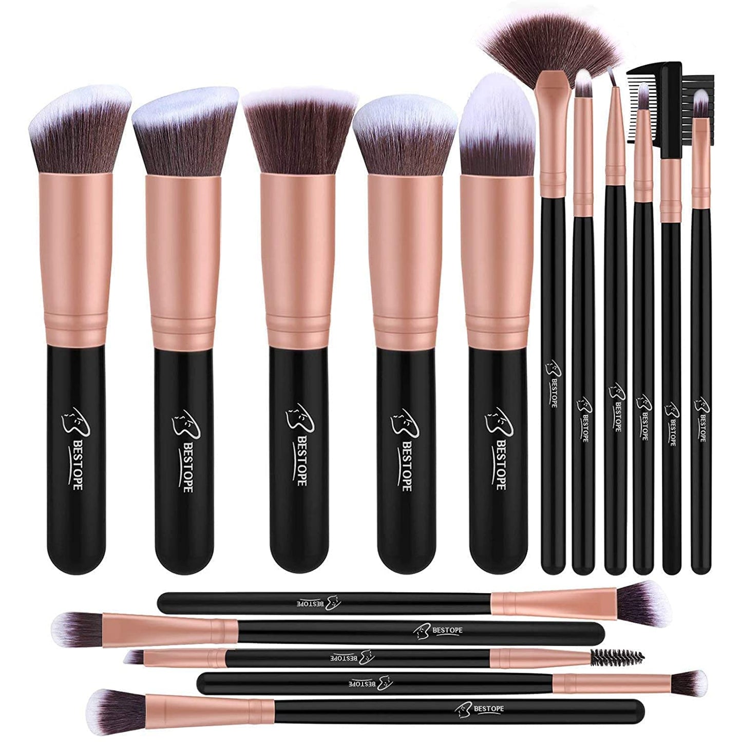 Aplauzuma otiņu komplekts Rosa Gold, profesionāls make-up otu komplekts sejai, acu ēnām un acu grima uzklāšanai