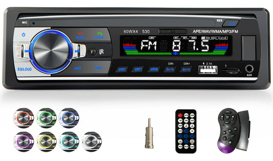 iFreGo Bluetooth auto magnetola ar brīvroku sistēmu, automagnetola ar Bluetooth USB/TF/MP3 atskaņotāju/radio ar AUX pieslēgumu auto, FM radio ar tālvadības pulti, 1-DIN RDS, ātrās uzlādes funkcija