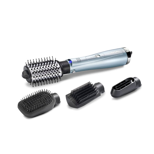 BaByliss Hydro-Fusion 4-in-1 Siltā gaisa suka – 1000W Anti-Frizz gaisa stilizētājs, jonu tehnoloģija, žāvēšana, izlīdzināšana, ķemmēšana, veidošana vienā solī, zila, AS774E
