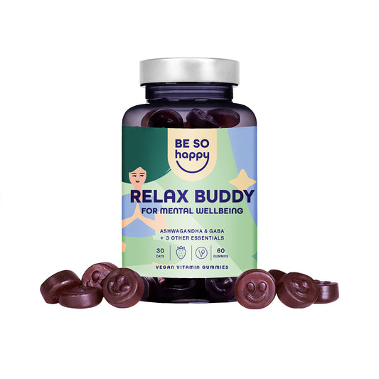 Ašvagandas gumijas konfektes Be So Happy®, 250 mg, pret stresu, ar GABA un rodiolu, 60 gab., zemeņu garša, vegāniskas