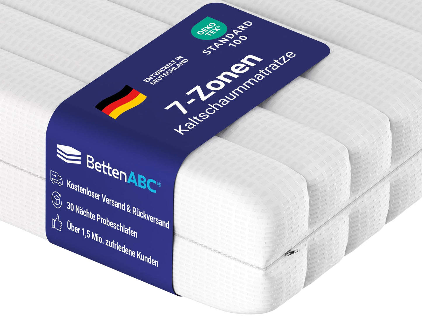 Matracis BettenABC KSP-500 140x200 cm, H3 vidēji ciets, 7 zonu auksto putu matracis, hipoalerģisks un antibakteriāls, OEKO-TEX®