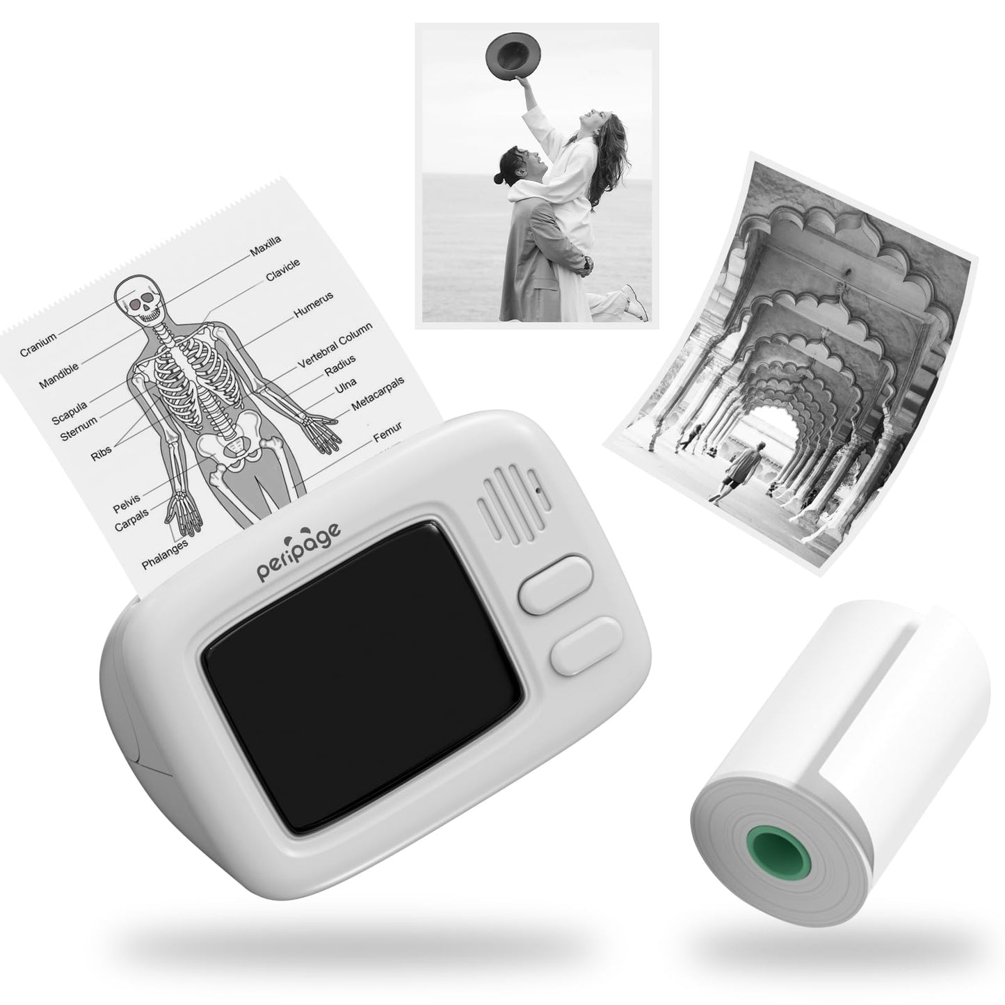 Mini termoprinteris PeriPage ar uzlīmēm, portatīvs Bluetooth printeris, kabatas termoprinteris DIY, dienasgrāmatai, fotoattēliem, piezīmēm, savietojams ar mobilo tālruni un planšetdatoru