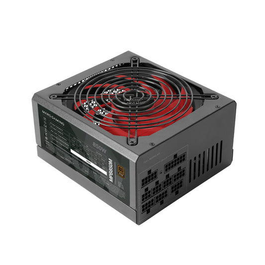 Mars Gaming MPB850M - modulārs ATX 850W barošanas bloks, 80Plus Bronze, klusa AI-RPM, 90% efektivitāte, melns