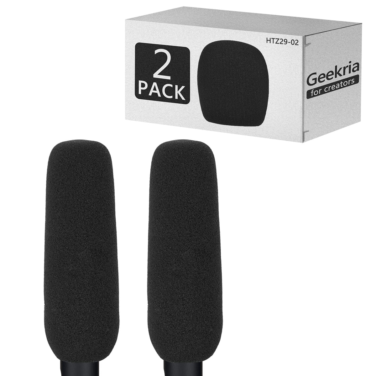 Mikrofona vēja aizsargs Geekria for Creators, 3/4 Zoll diametrs (2 cm), putu filtrs, saderīgs ar AT875R, 4¾ Zoll, 2 gab.