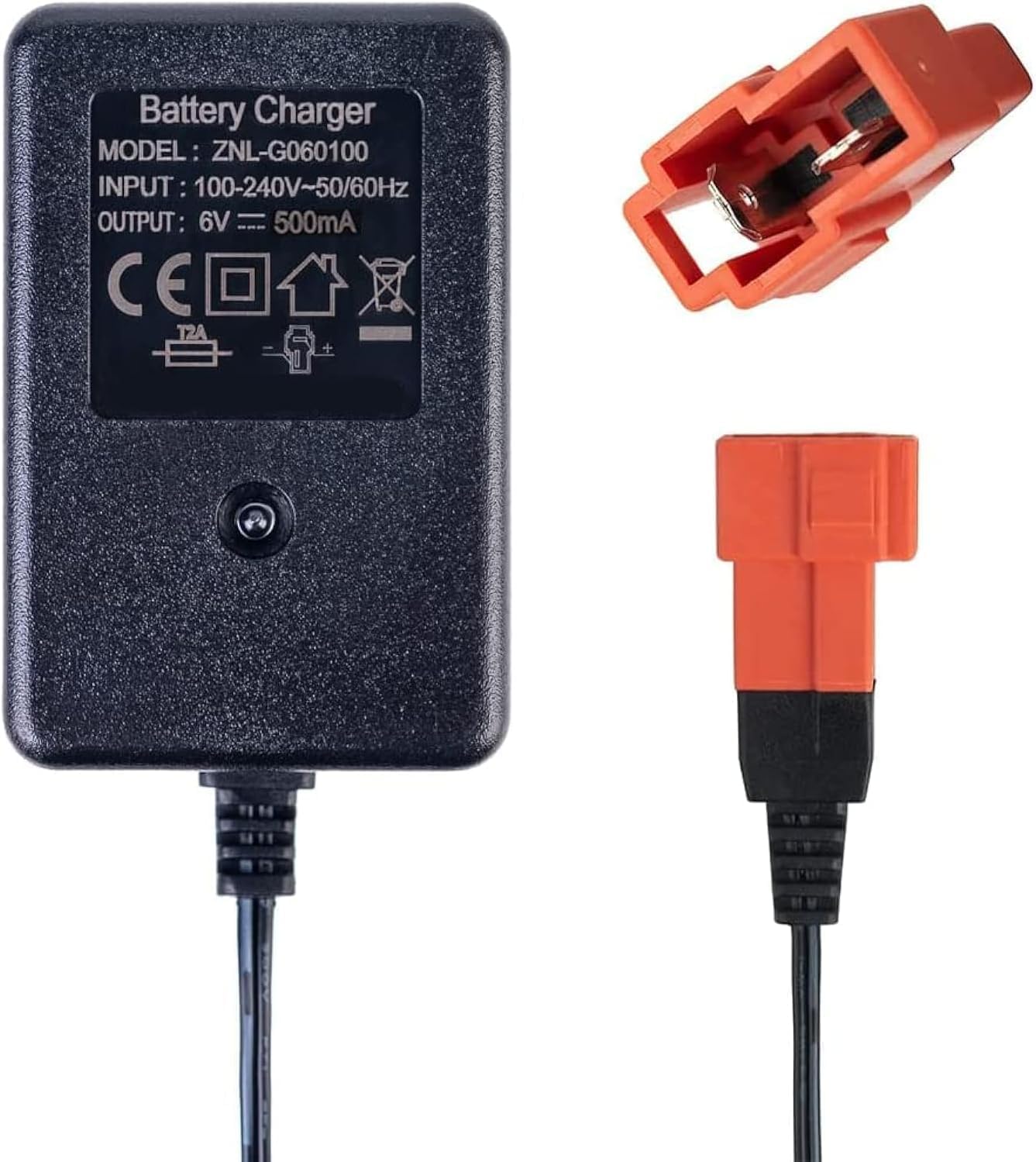 6V akumulatora lādētājs bērnu elektromašīnām ar kvadrātveida spraudni