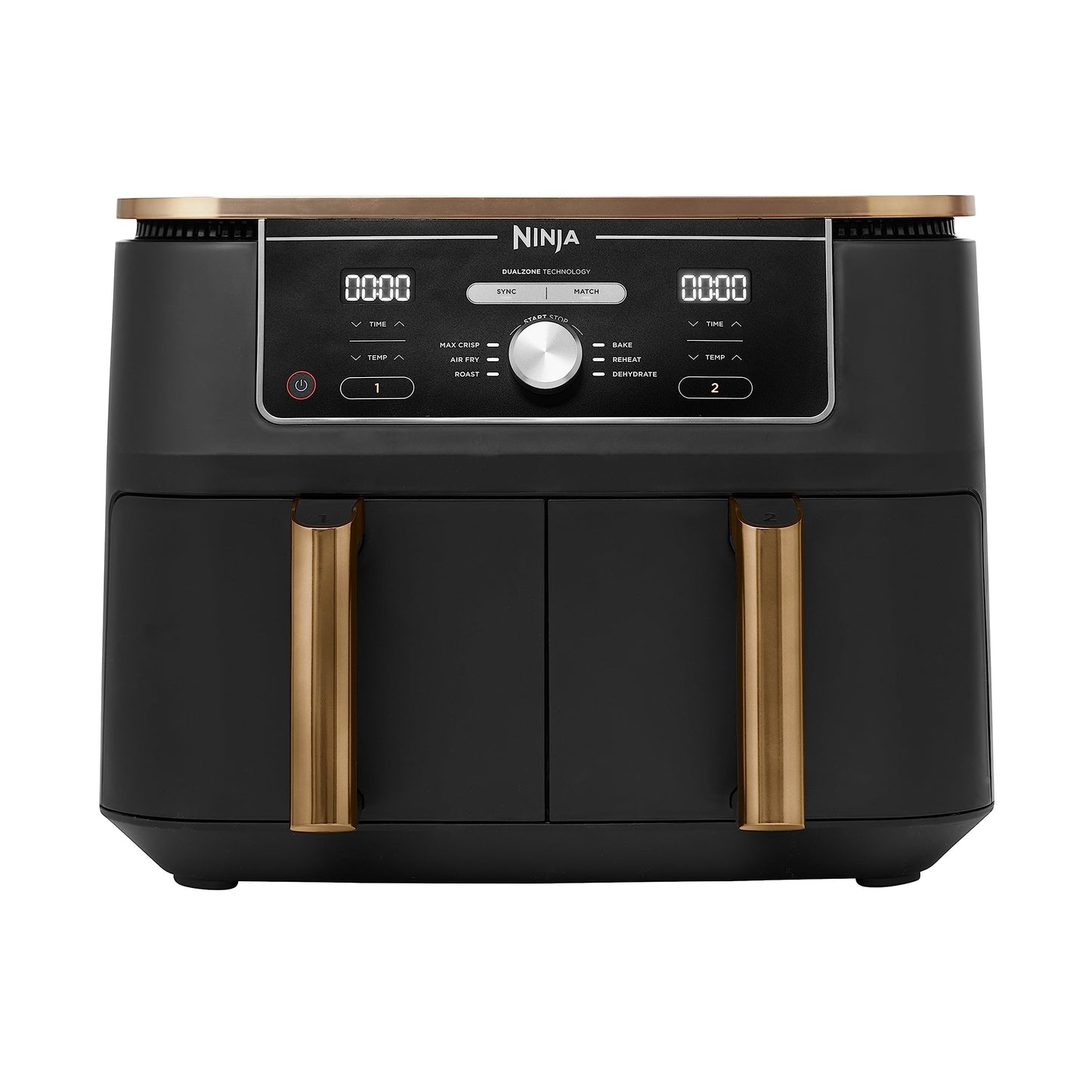 Ninja Foodi MAX Dual Zone - 9.5L air fryer, 2 compartments, non-stick, dishwasher-safe baskets, 6-in-1, copper/black.