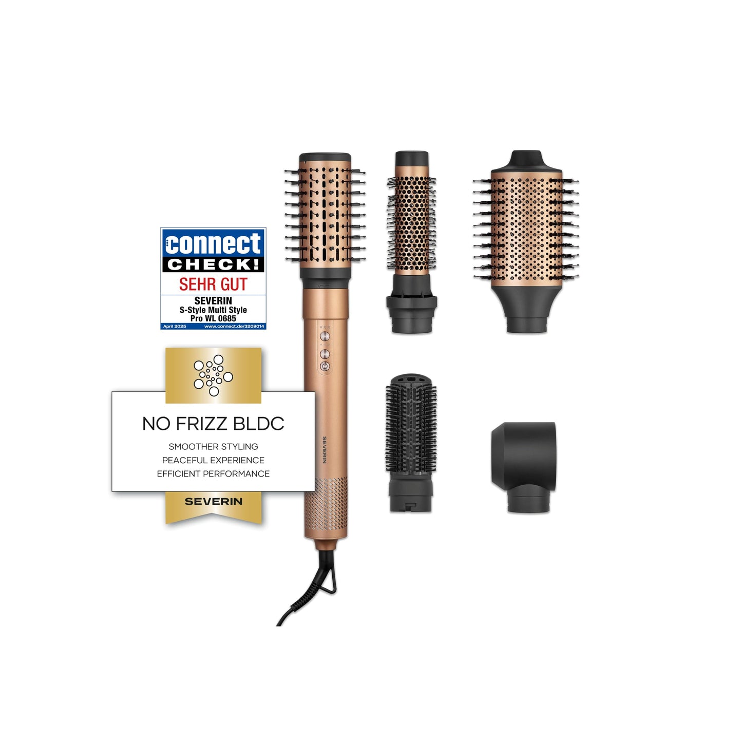 Matu veidotājs 5 vienā Severin ar jonu fēnu, apjoma, loku un viļņu veidošanai, S-Style Multi-Styler Pro copper, vara/melns, WL 0685