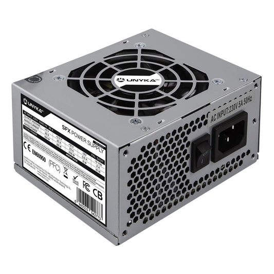 UNYKAch SFX 450W Micro ATX power supply - 80mm fan, ultra-quiet operation, compact design for efficient cooling.