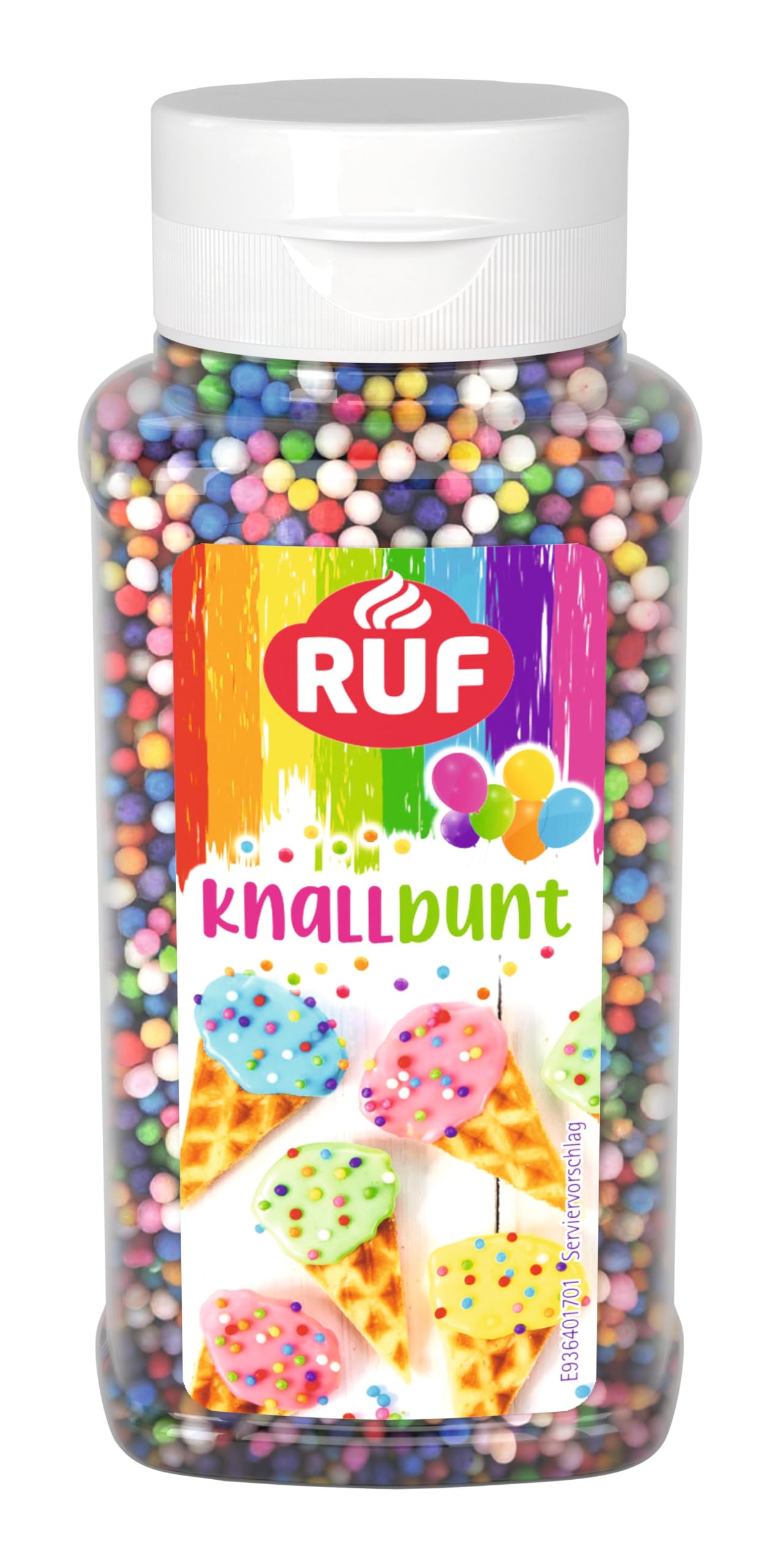 Krāsaini kraukšķīgie bumbiņveida dekorējumi RUF, ēdams kaisāmais dekors, 125 g