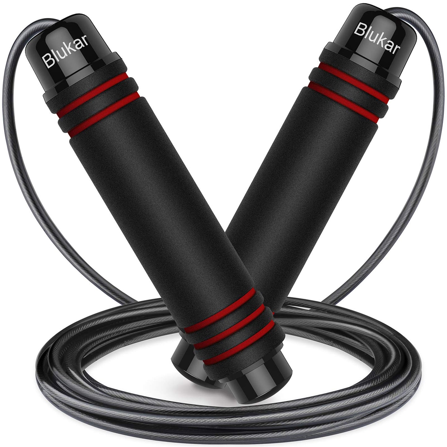 Lecamaukla Blukar Speed Rope ar regulējamu garumu un ādai draudzīgiem putu rokturiem