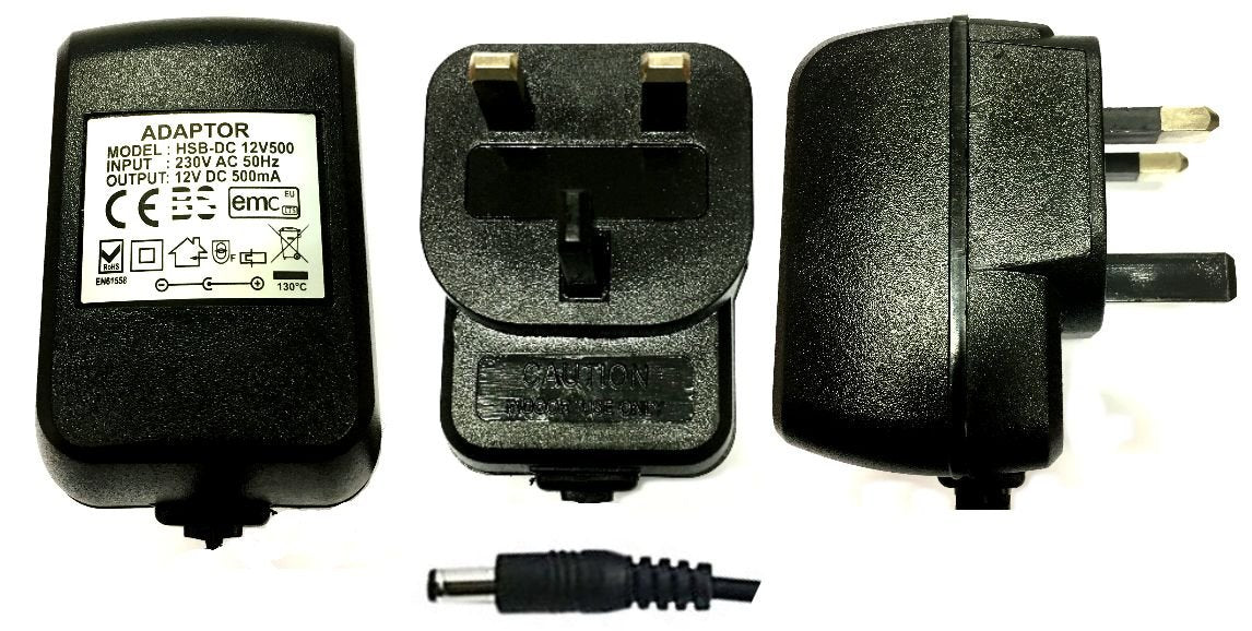 OmniaLaser lineārais barošanas bloks - 12 V DC, 500 mA, augsta uzticamība, Lielbritānijas spraudnis, CCTV kamerām.