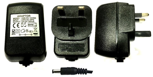 OmniaLaser lineārais barošanas bloks - 12 V DC, 500 mA, augsta uzticamība, Lielbritānijas spraudnis, CCTV kamerām.