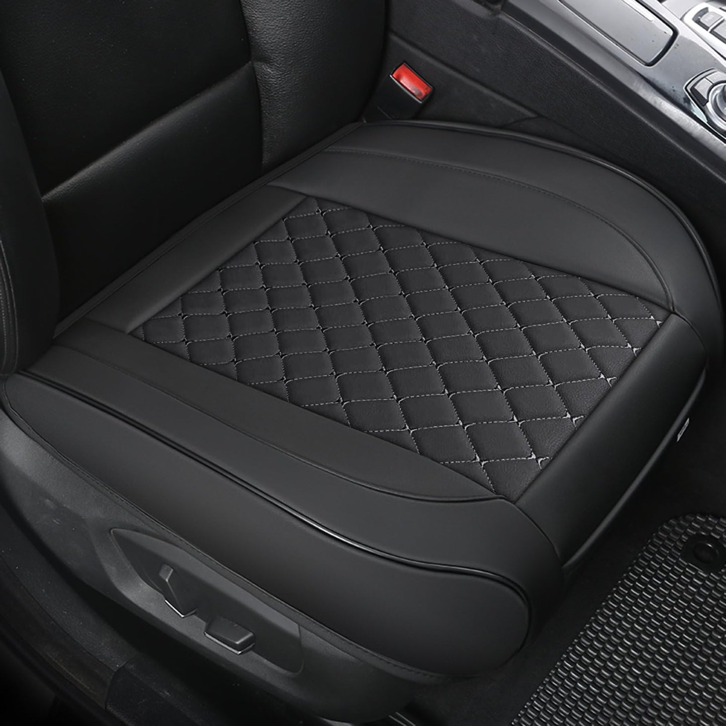 SanQing 2 gab. luksusa PU ādas auto sēdekļu pārvalki priekšējo sēdekļu apakšdaļai, savietojami ar 90% transportlīdzekļu (Sedan SUV Truck Mini Van) (Black)