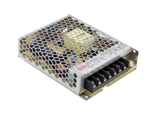 Mean Well LRS-100-24 Power Supply - 100W, 24V DC, compact design, high efficiency, reliable performance.