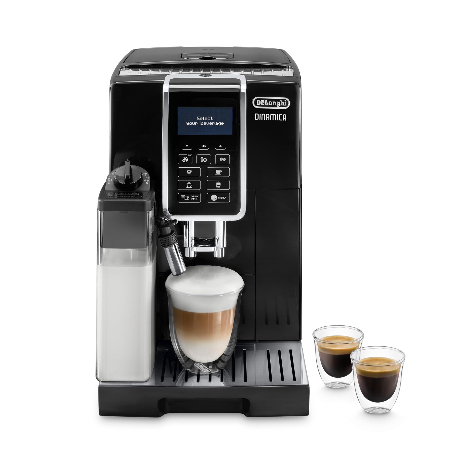 De'Longhi Dinamica ECAM 350.55.B - pilnībā automātiska kafijas automāts ar LatteCrema, digitālais displejs, 1,8L ūdens tvertne.