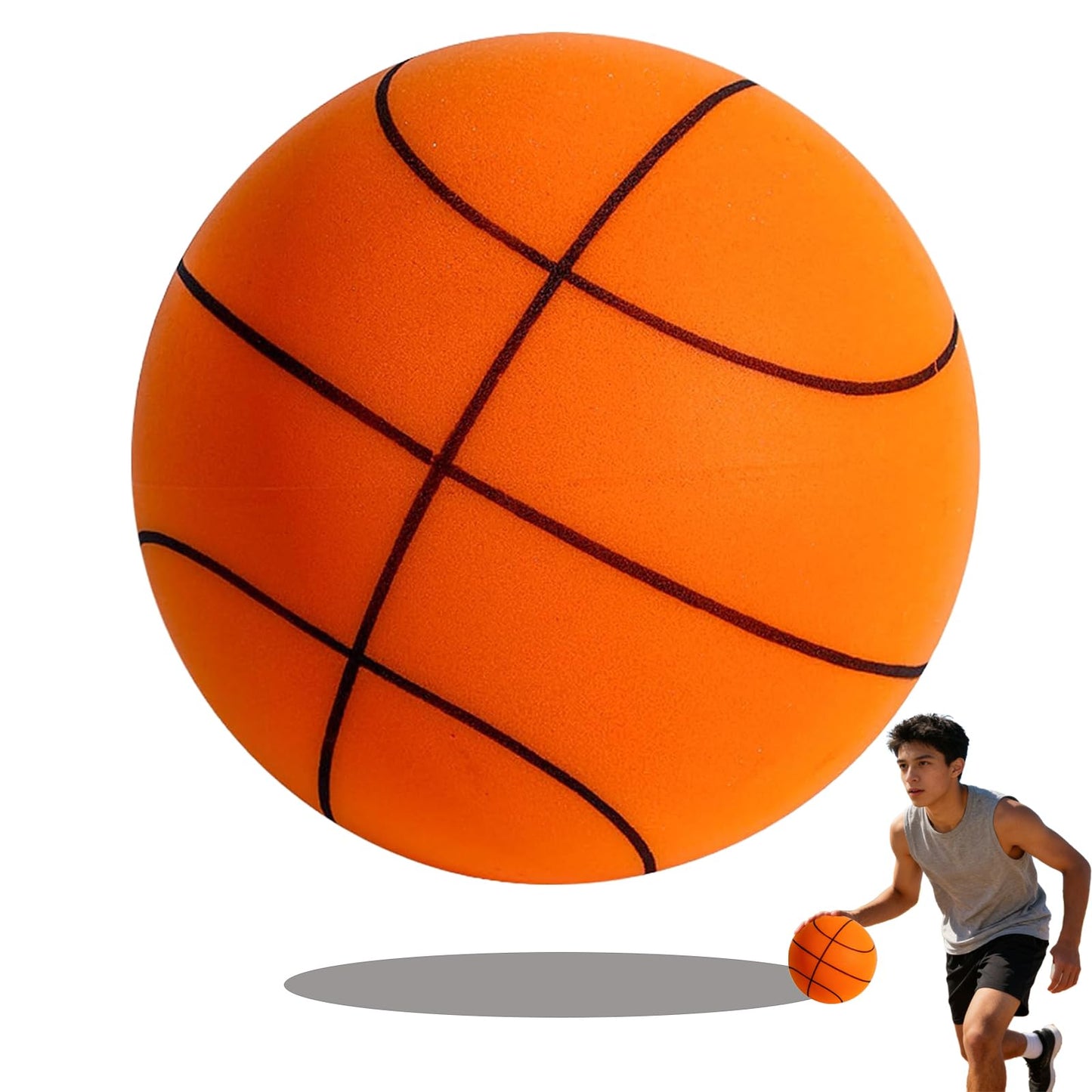 Kluss basketbola bumba KWHSUN Silent, 7. izmērs, bezgaisa putu bumba, klusai lietošanai
