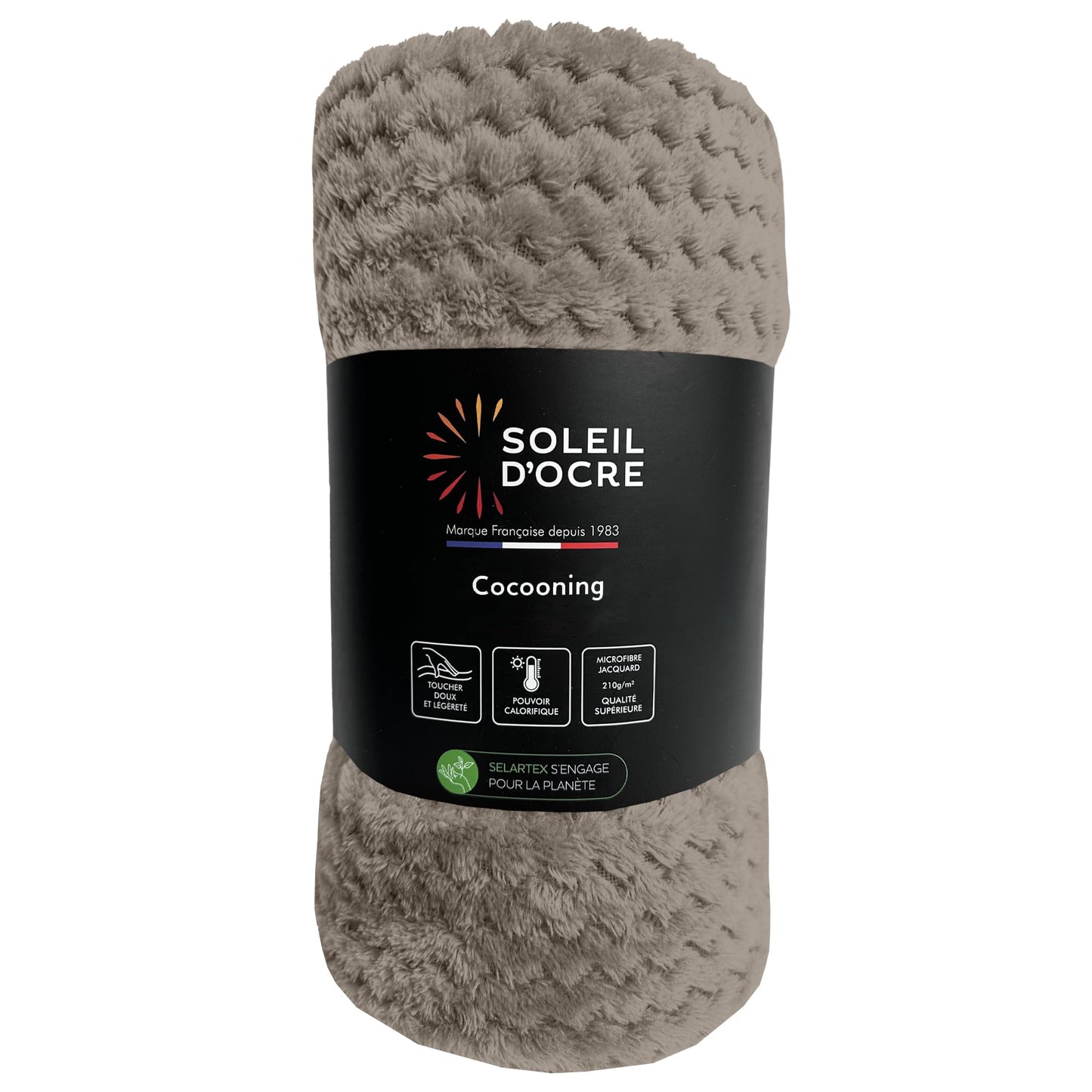 Sega 180x220 cm Soleil d'ocre COCOONING, mikrošķiedras, taupe krāsā