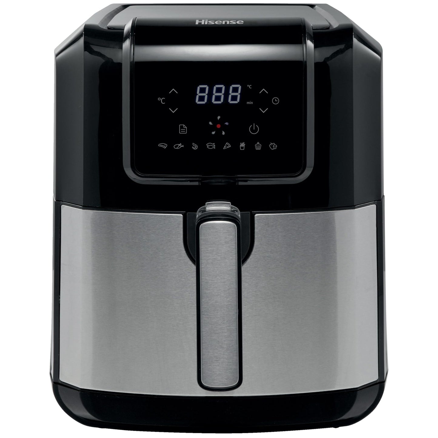 Hisense H06AFBS1S3 - 1700W hot air fryer, 5L capacity, LED display, touch controls, BPA and PFOA free.