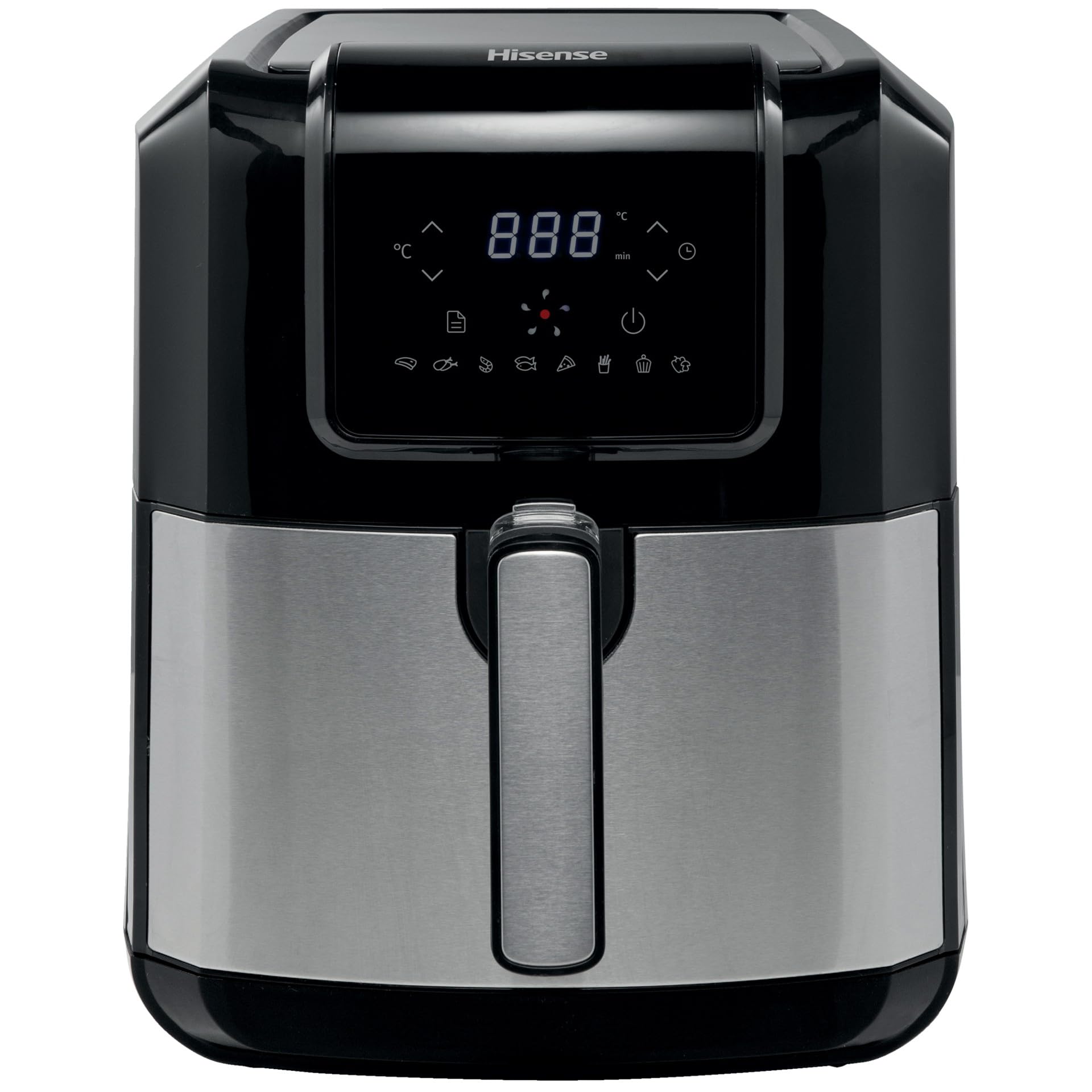 Hisense H06AFBS1S3 - 1700W hot air fryer, 5L capacity, LED display, touch controls, BPA and PFOA free.