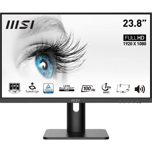 MSI Pro MP243XP Monitor - 23.8" Full HD, IPS, 100Hz, VESA mount, built-in speakers, HDMI 1.4, DP 1.2a