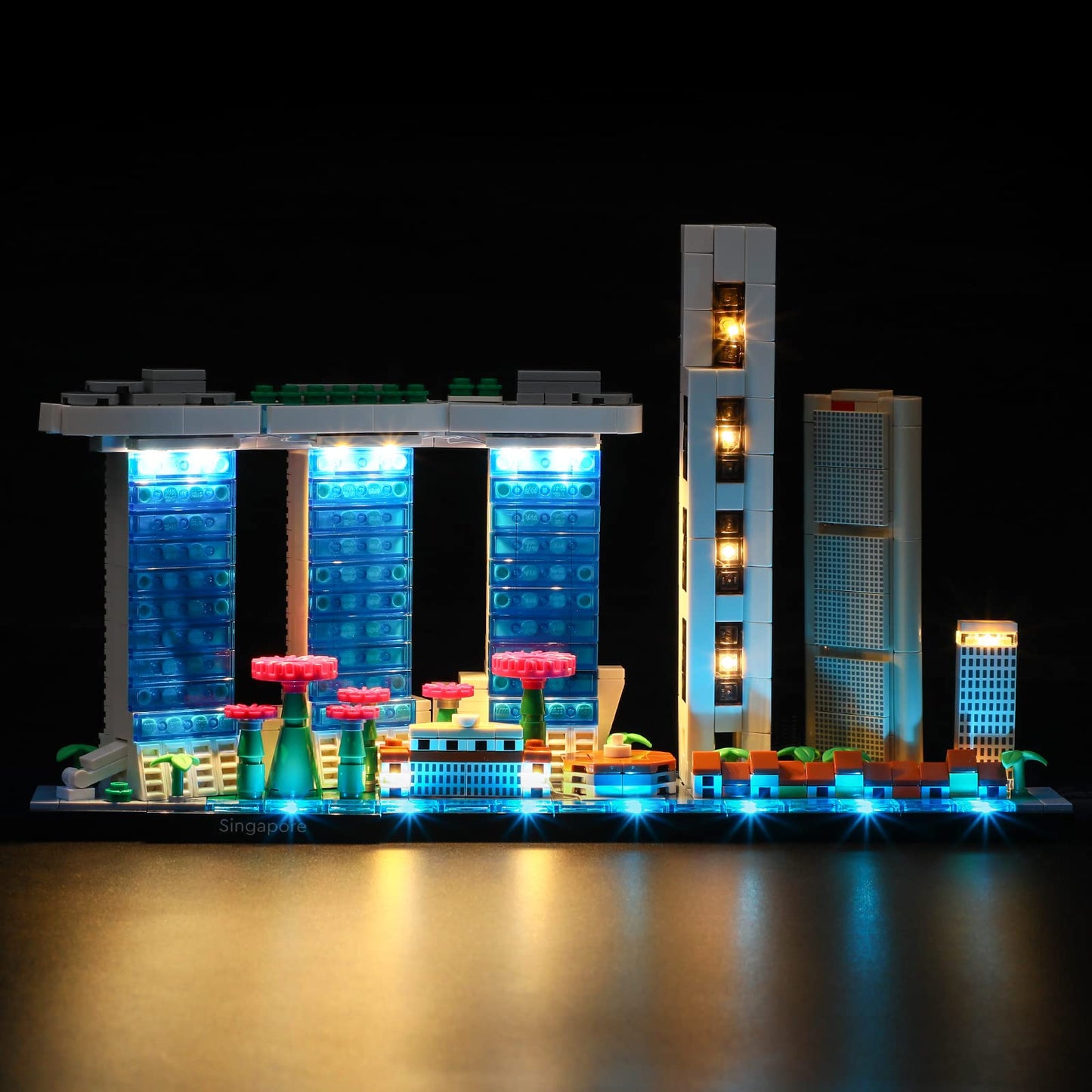 YEABRICKS LED gaisma Lego-21057 - Singapūras arhitektūras celtniecības bloku modelis, gaismas komplekts, Lego nav iekļauts